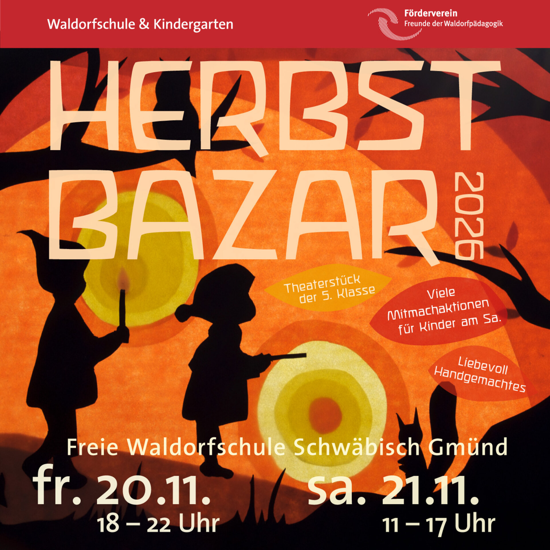 Herbstbazar 20. November 2026, 18–22 Uhr / 21. November 2026, 11–17 Uhr